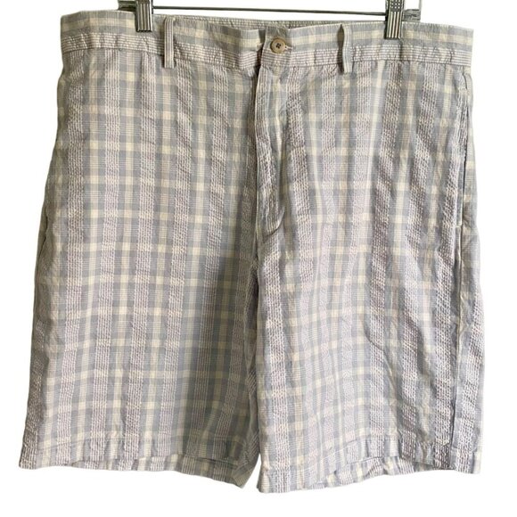 Pro Tour Blue White Plaid Shorts Cotton Men's Size 38 - Picture 1 of 7